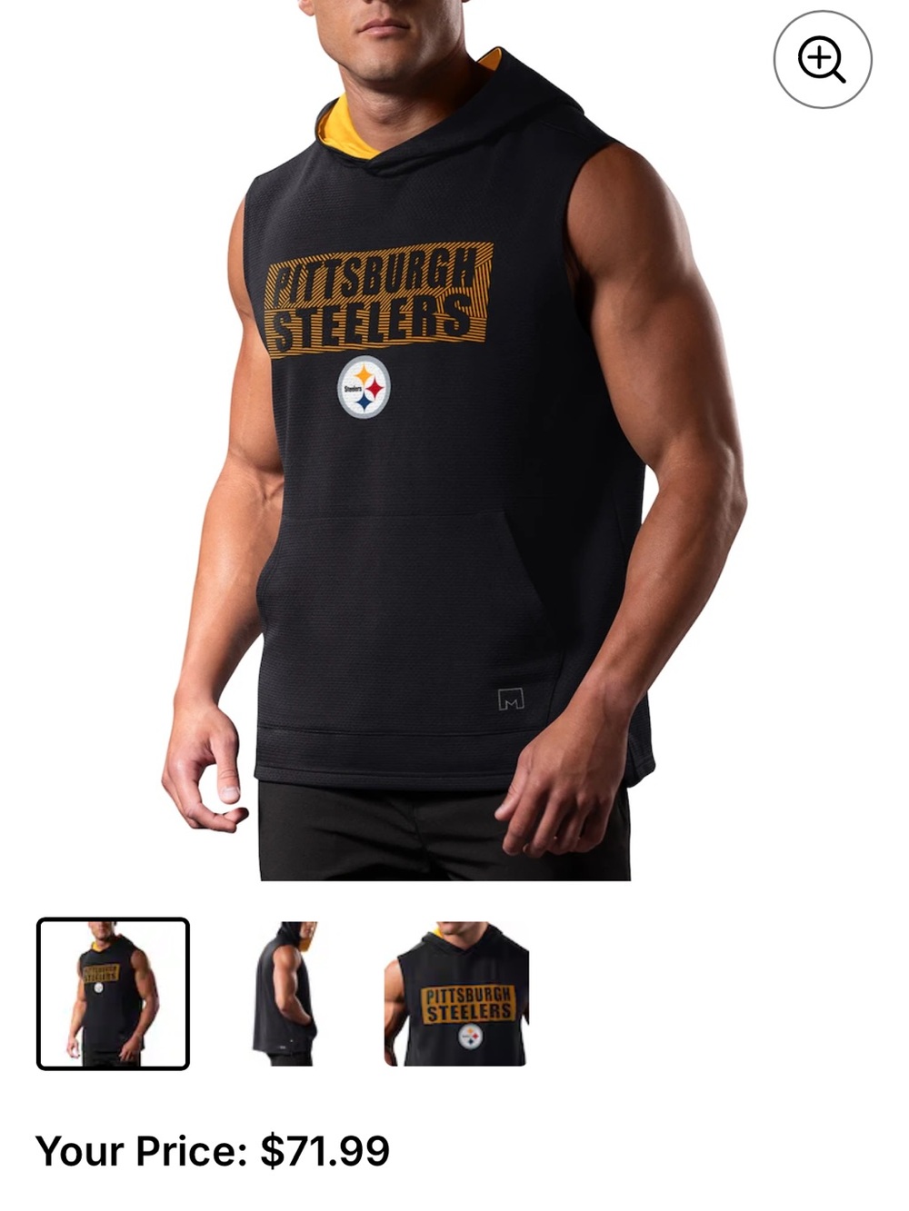 Men’s Pittsburgh Steelers Sleeveless Hoodie - Black/Gold